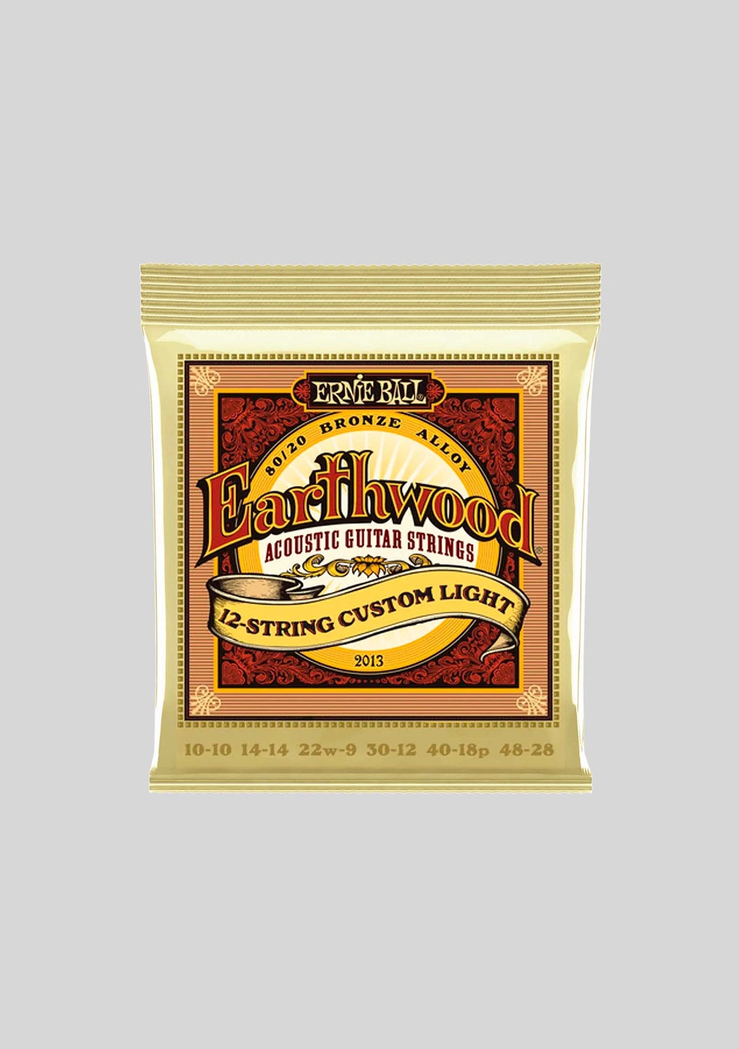 Cuerdas guitarra acústica Ernie Ball Earthwood Custom Light 80/20 Bronze 10-48 (12 cuerdas) P02013