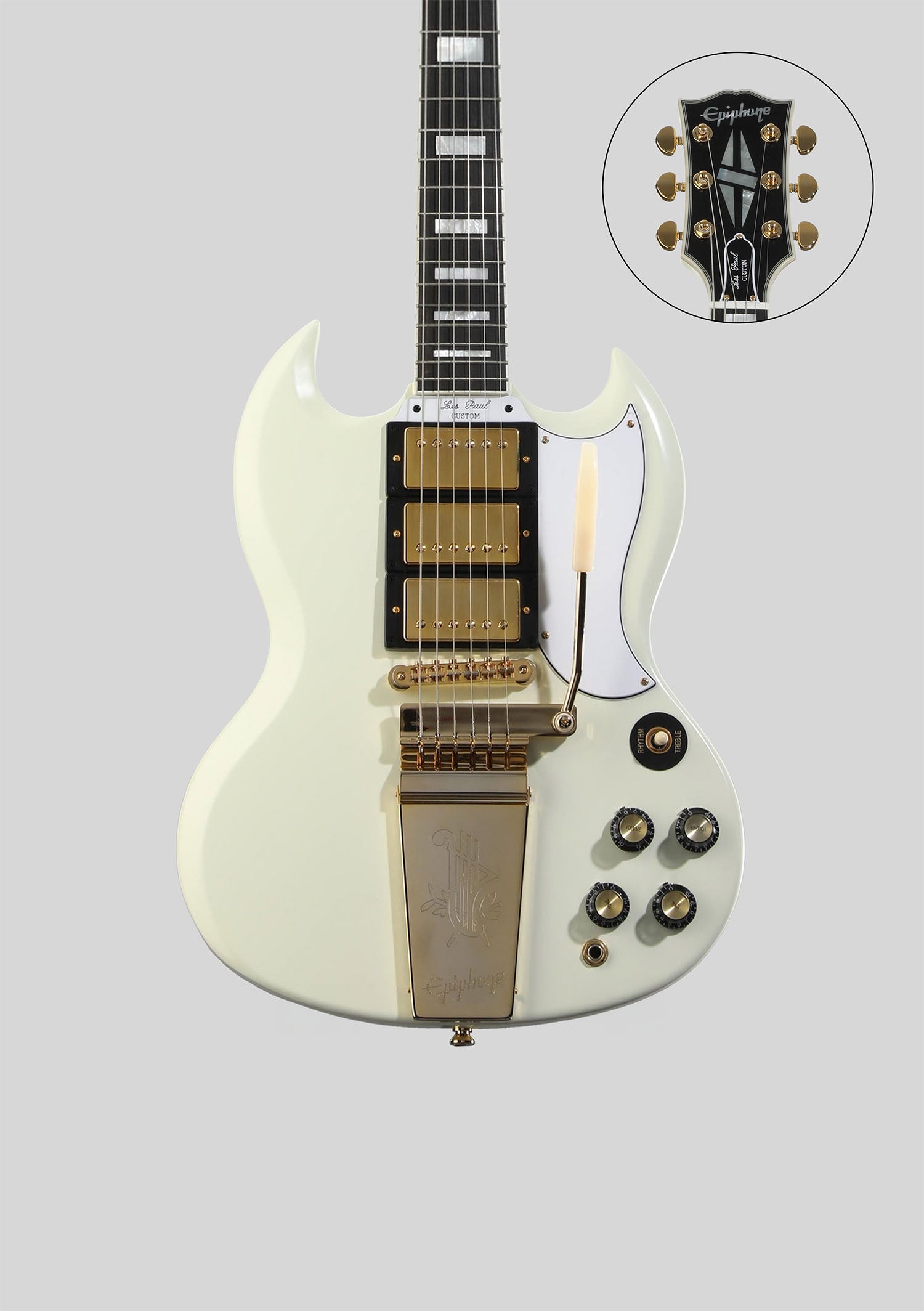 Epiphone 1963 SG Custom Maestro Vibrola Classic White - Guitarra