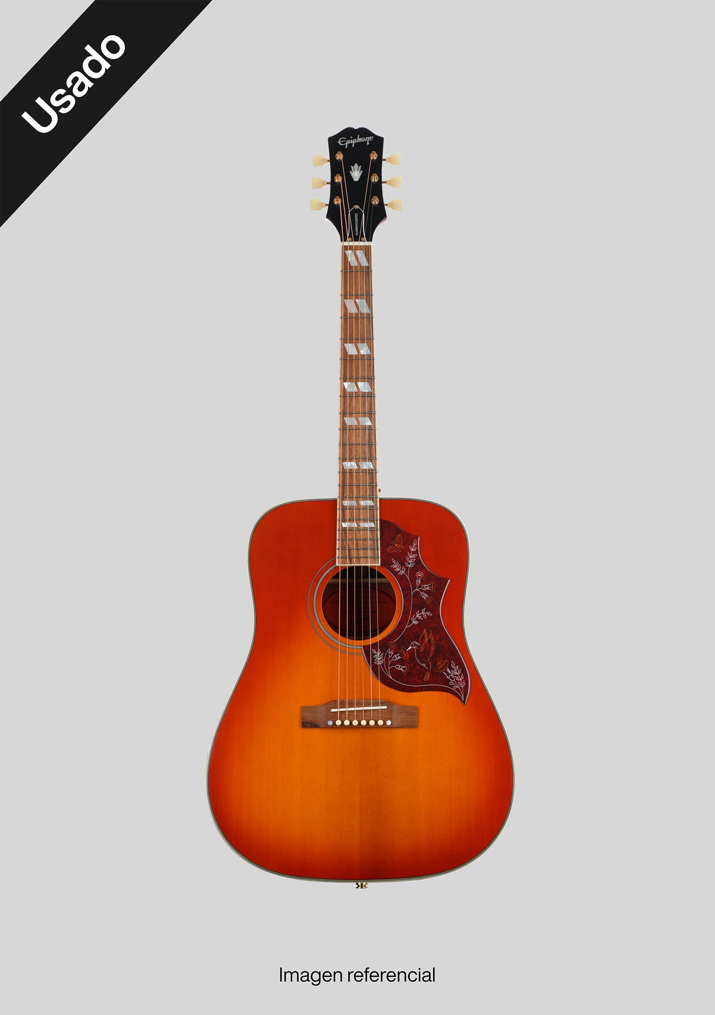 Epiphone Hummingbird Inspired by Gibson Cherry usada año 2022 (incluye hardcase) - Guitarra electroacústicas