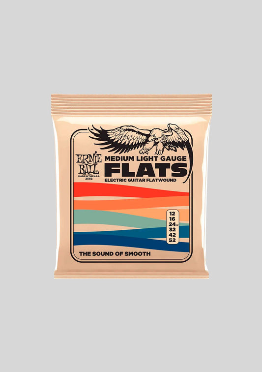 Cuerdas guitarra eléctrica Ernie Ball Medium-Light Flatwound 12-52  P02582