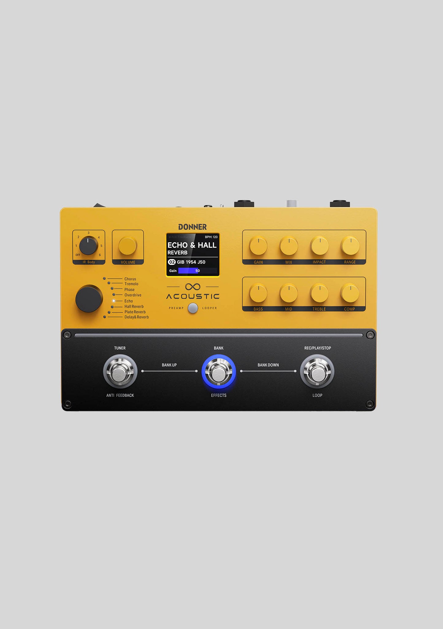 Preamplificador y Looper para guitarra Donner 'Acoustic Preamp Loop'