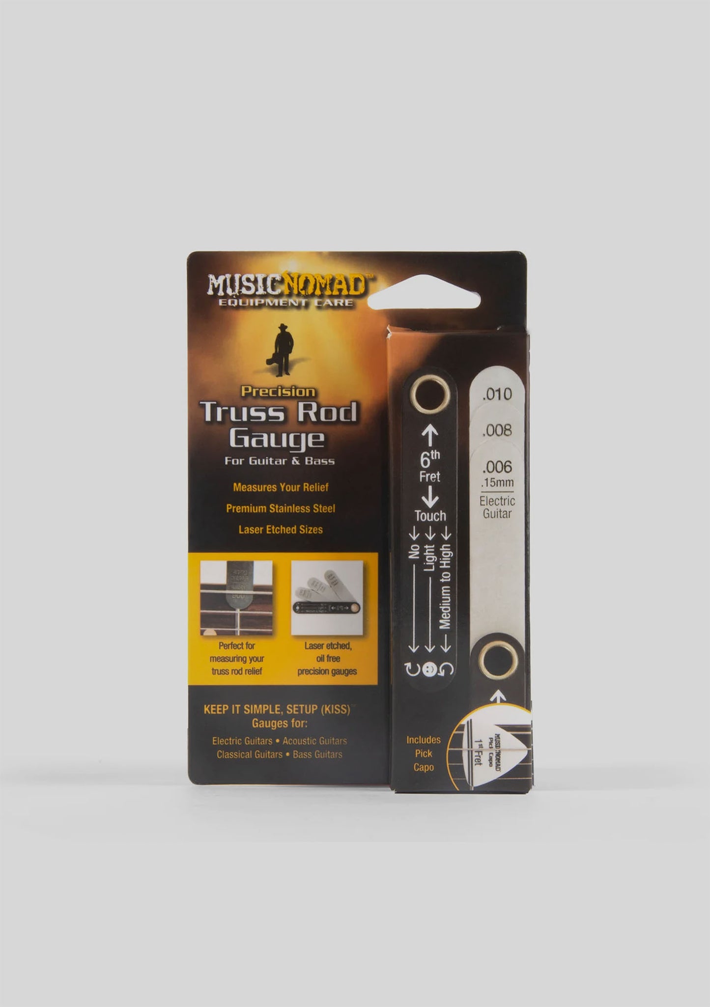 Medidor Truss Rod MusicNomad Precision Truss Rod Gauge w/Pick Capo MN600