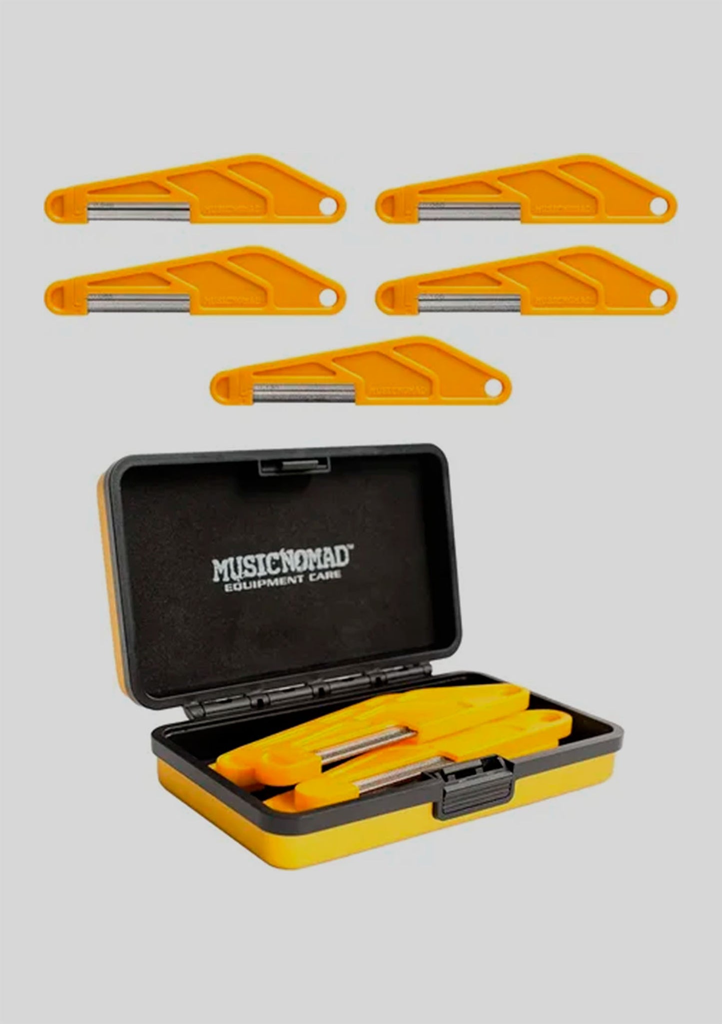 Set de limas para nut bajo eléctrico MusicNomad Bass Guitar Diamond Coated Nut File Set - 5 pc w/Metal Case MN673