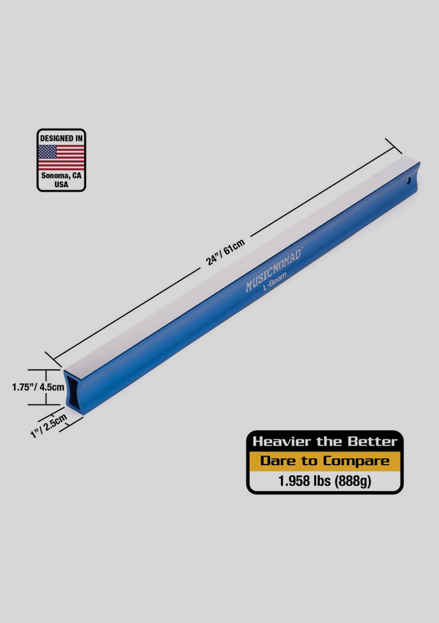 Nivelador de trastes para bajo 24" (61cm) MusicNomad Fret Leveler - Leveling (L-Beam) for Bass Guitar MN812