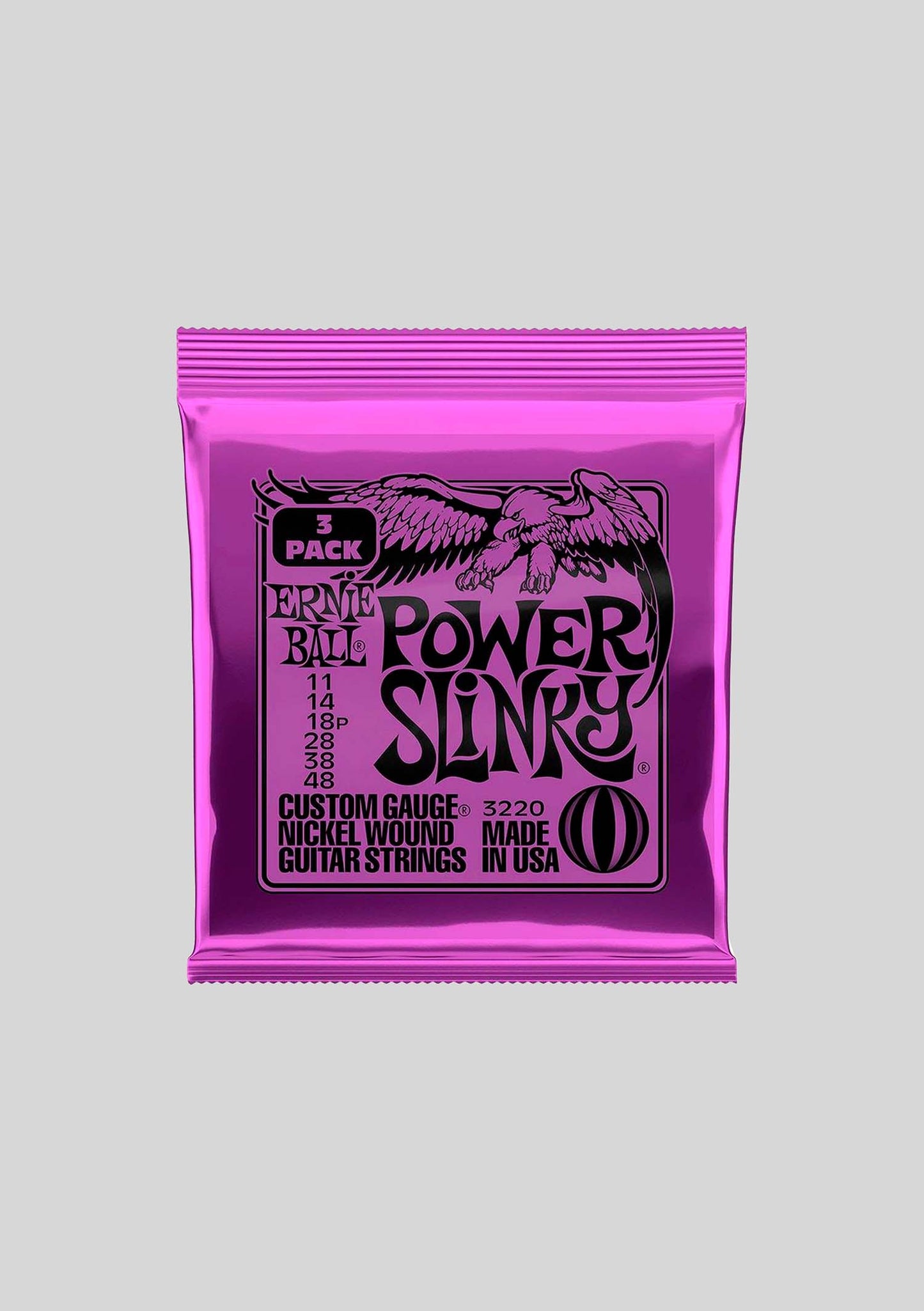 Pack de 3 set cuerdas guitarra eléctrica Ernie Ball Power Slinky Nickel Wound 11-48 P03220