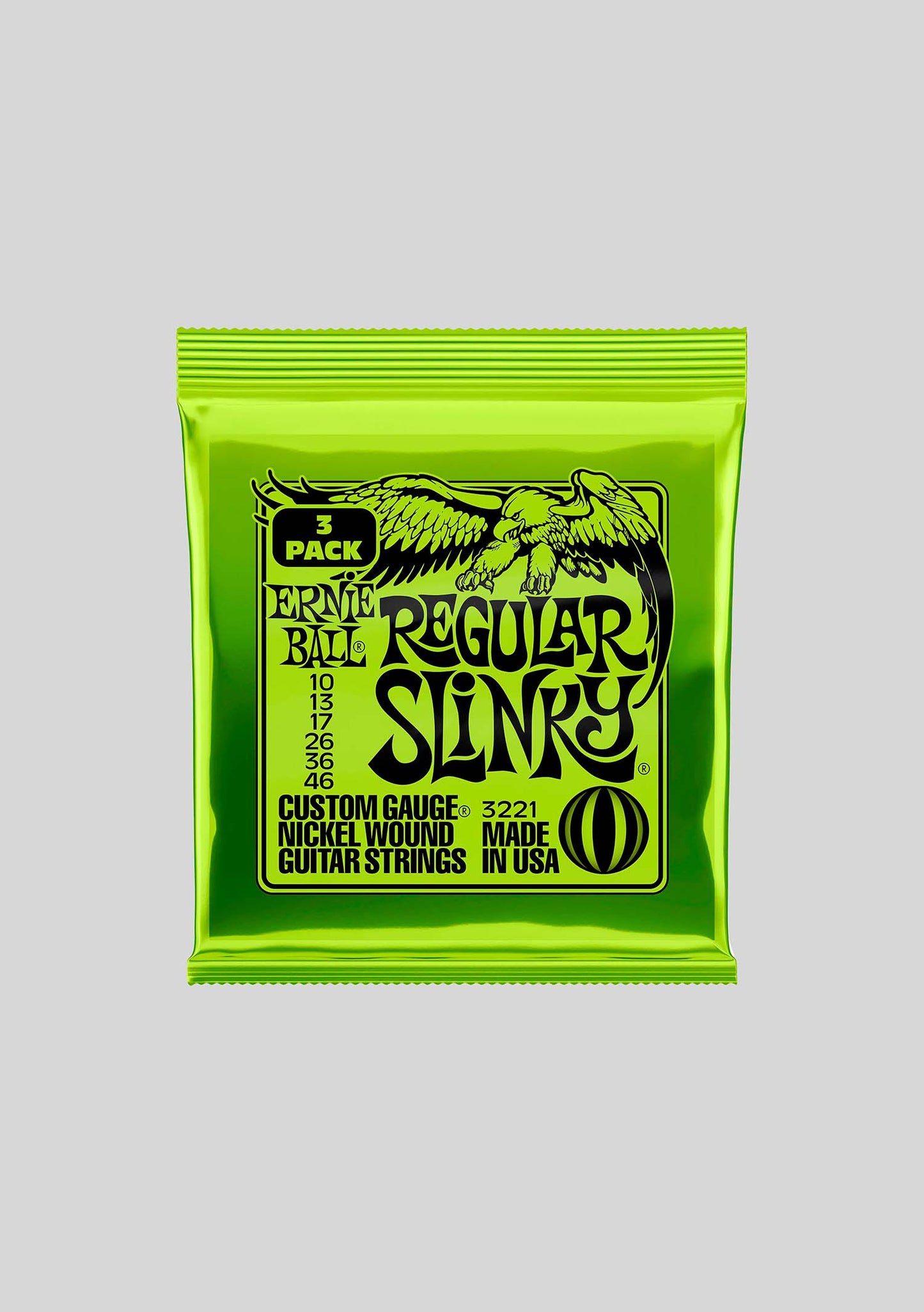 Pack de 3 set cuerdas guitarra eléctrica Ernie Ball Regular Slinky Nickel Wound 10-46 P03221