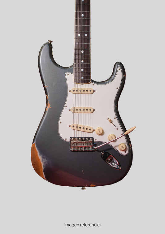 Fender Custom Shop 67 Strat relic Charcoal Frost Metallic usada año 2023 (incluye hardcase) - Guitarra eléctrica