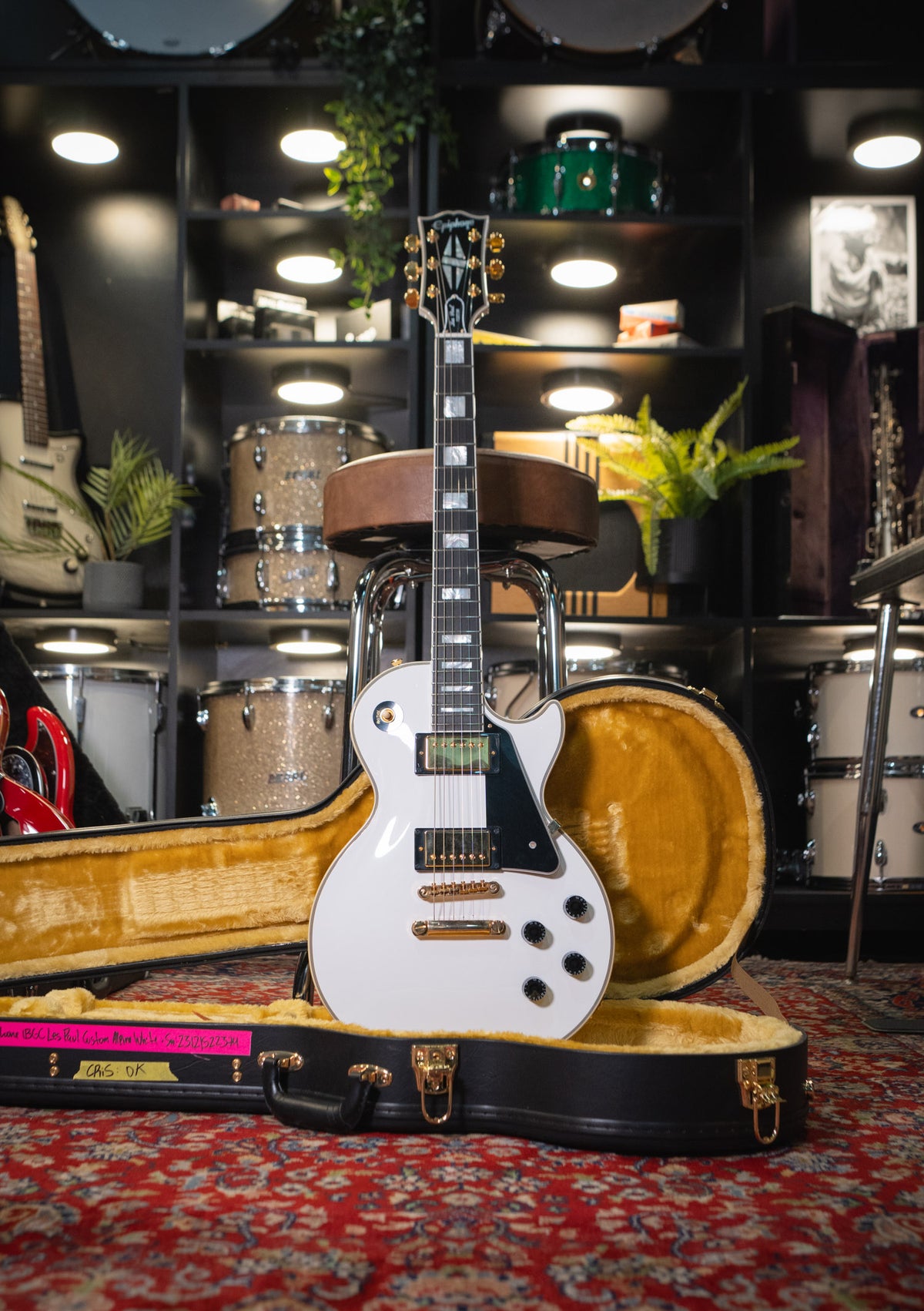 Epiphone Inspired by Gibson Custom Les Paul Alphine White semi nuevo año 2023 (incluye hardcase) - Guitarra eléctrica