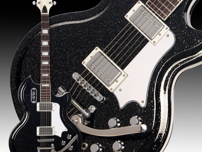 Airline Guitars '59 Coronado DLX Black Sparkle (incluye funda) - Guitarra eléctrica