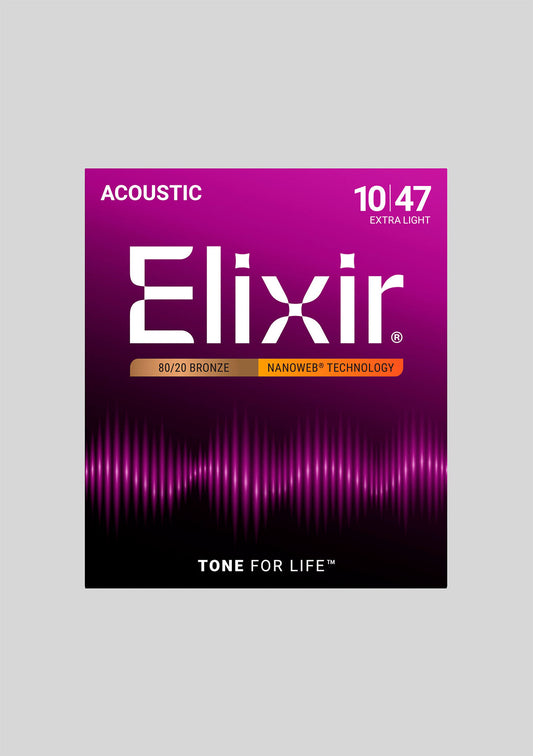 Cuerdas Guitarra Acústica Elixir Nanoweb Extra Light 10-47