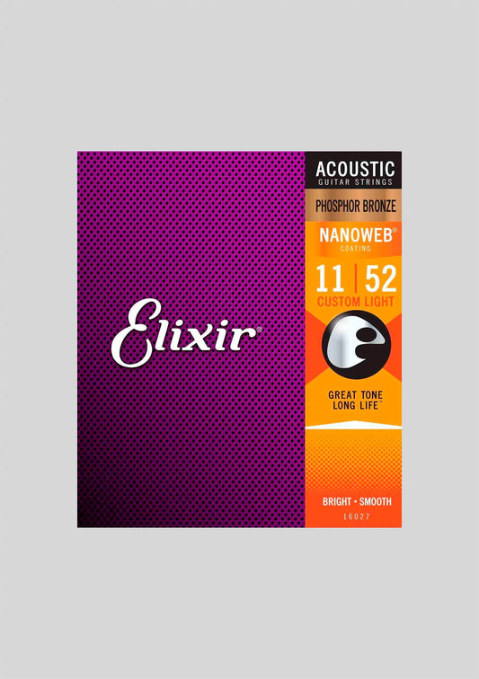 Cuerdas Guitarra Acústica Elixir Nanoweb Phosphor Bronze 11-52