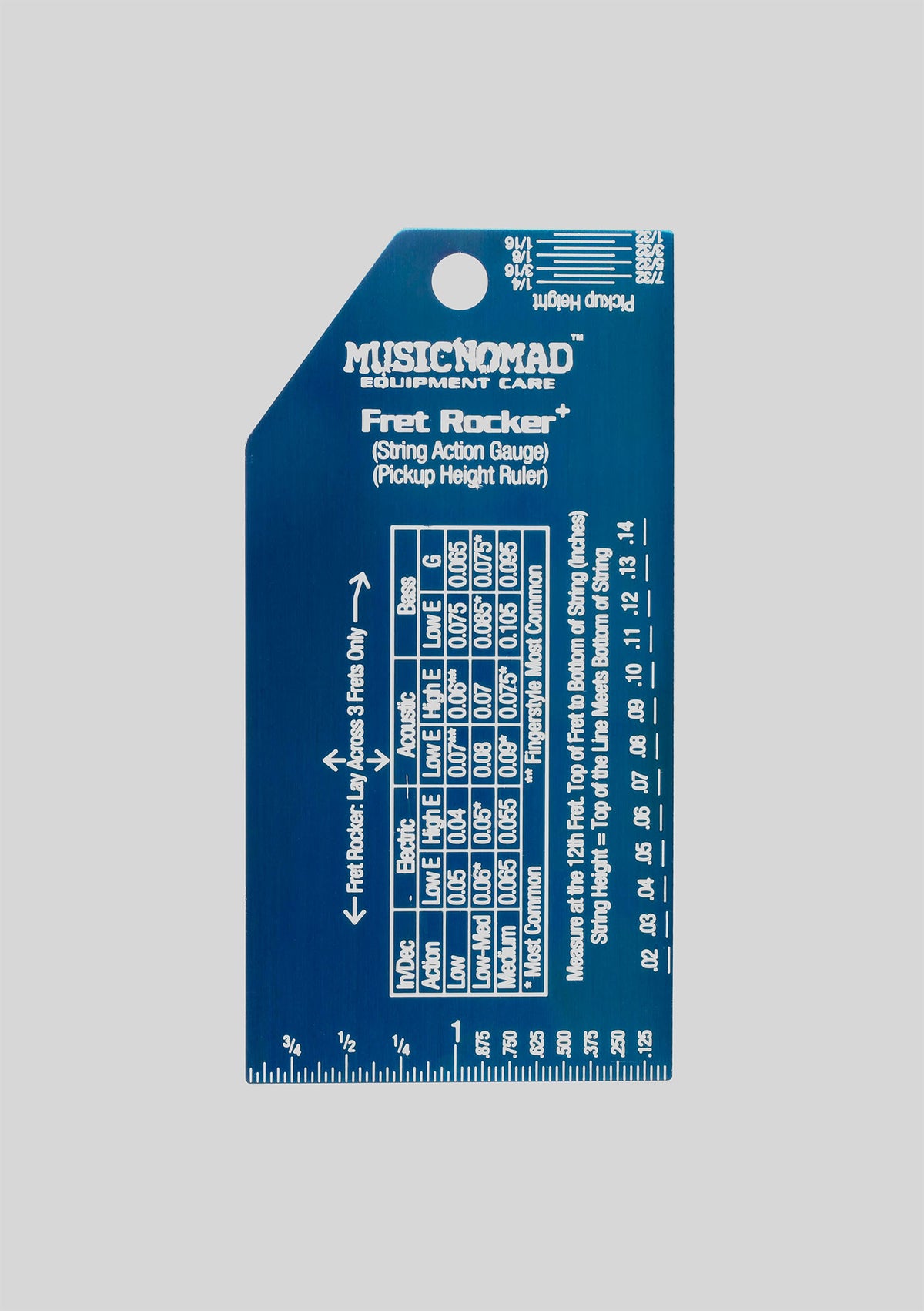 Fret Rocker + medidor de acción de cuerdas MusicNomad MN822