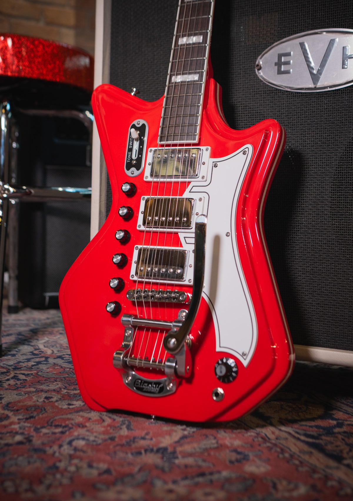 Airline Guitars Jetsons '59 3P DLX Red (incluye funda) - Guitarra eléctrica