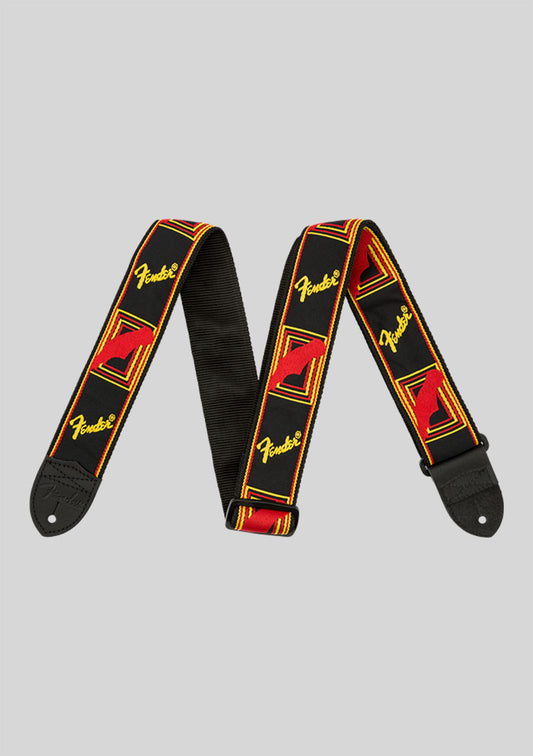 Correa guitarra o bajo Fender Monogrammed Strap Negro/Amarillo/Rojo