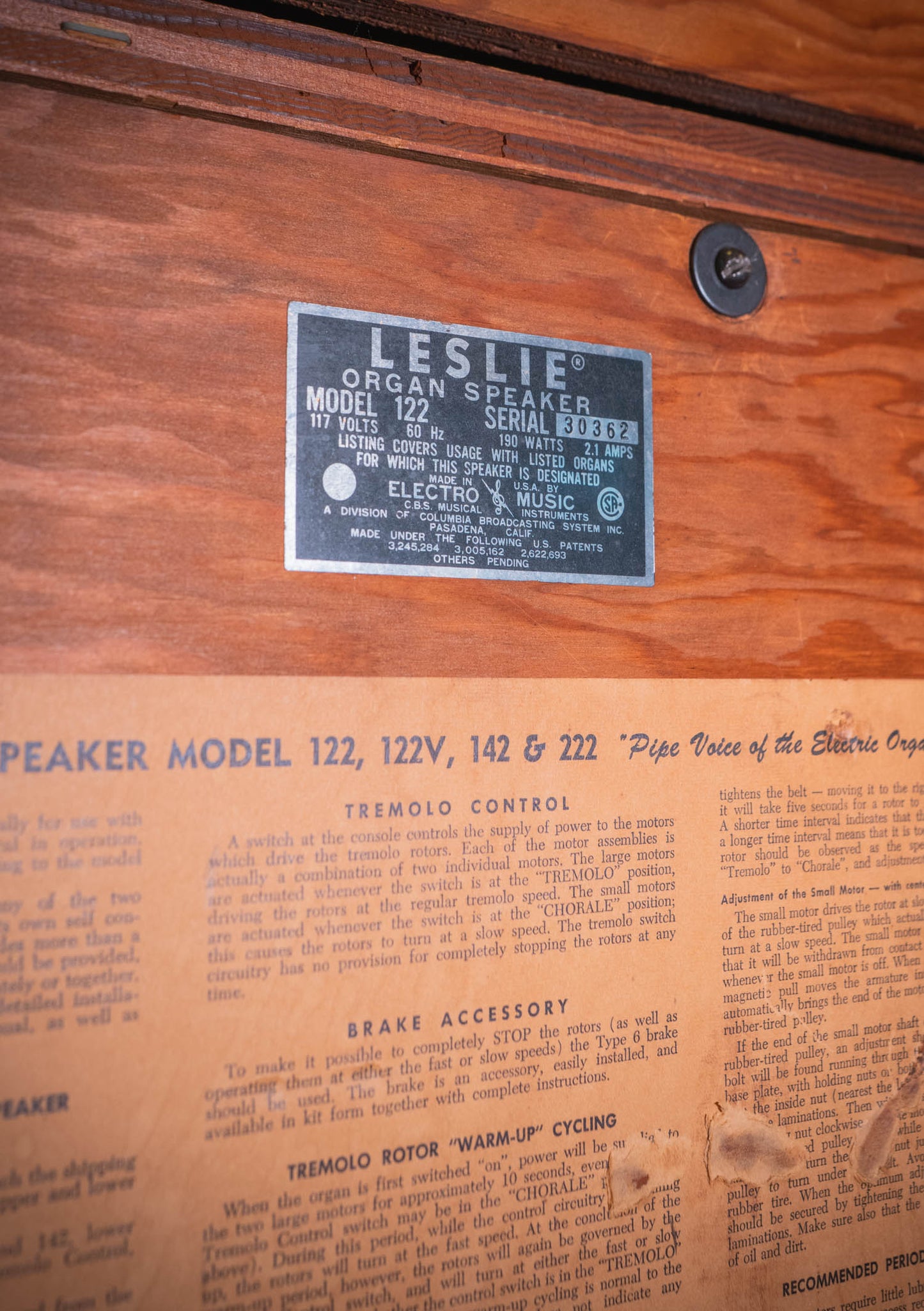 Hammond B3 año 1960 incluye Leslie 122 y Tone Cabinet PR20  usado - Organo