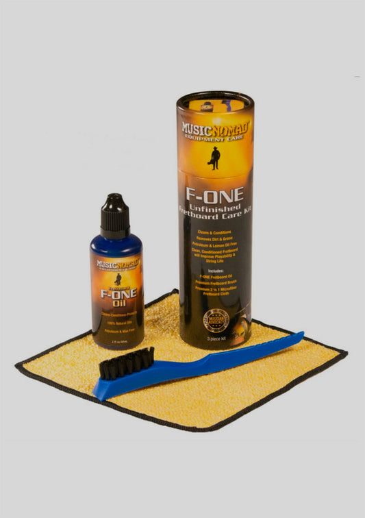 Kit de cuidado de diapasón (aceite, paño, cepillo) MusicNomad F-ONE Unfinished Fretboard Kit MN125