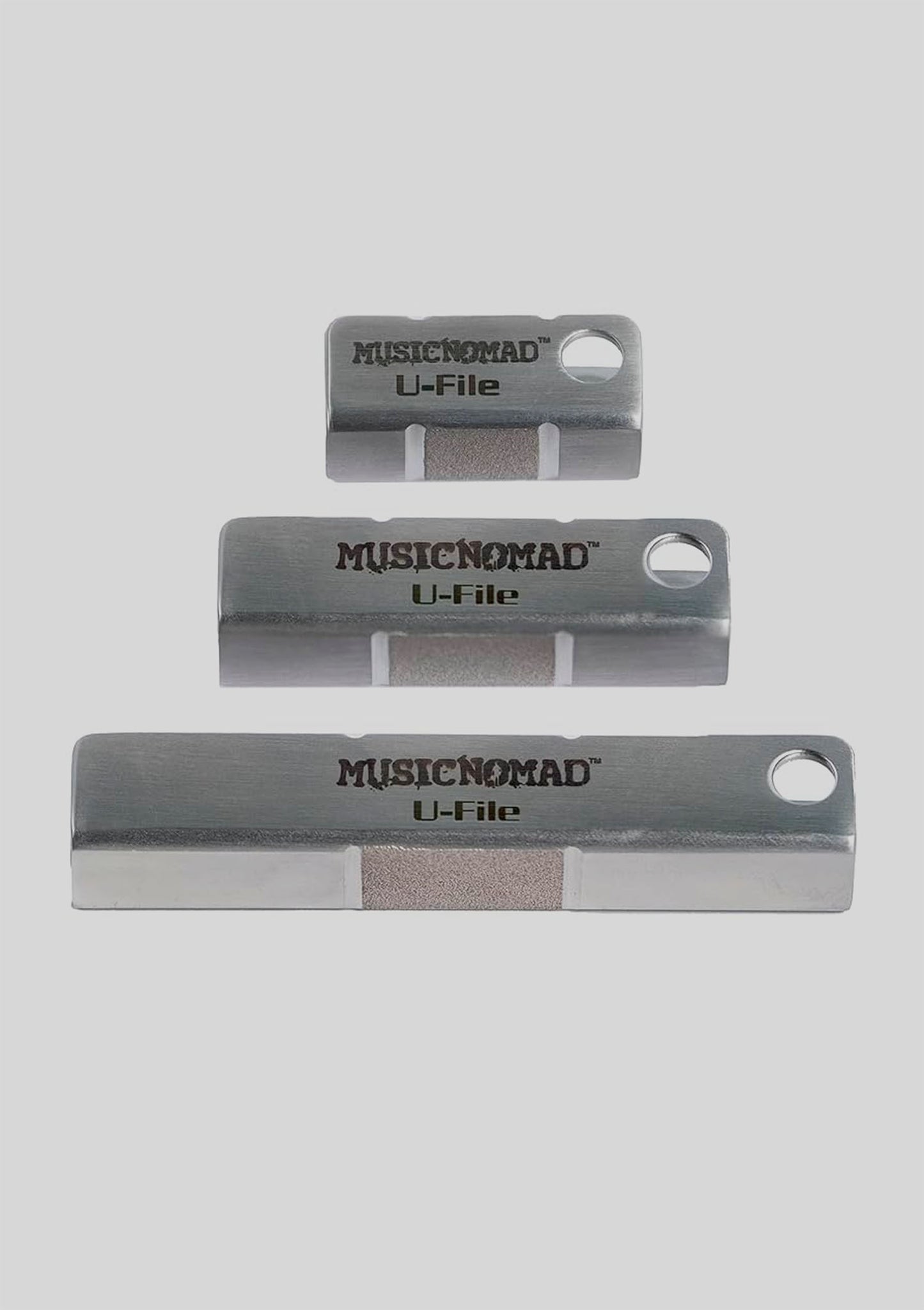 Nivelador de trastes single Set de 3 (1.25”, 2”, 3”) MusicNomad Fret Leveler - Diamond U-File for Leveling Single Guitar Frets -