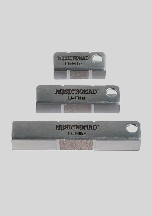 Nivelador de trastes single Set de 3 (1.25”, 2”, 3”) MusicNomad Fret Leveler - Diamond U-File for Leveling Single Guitar Frets -