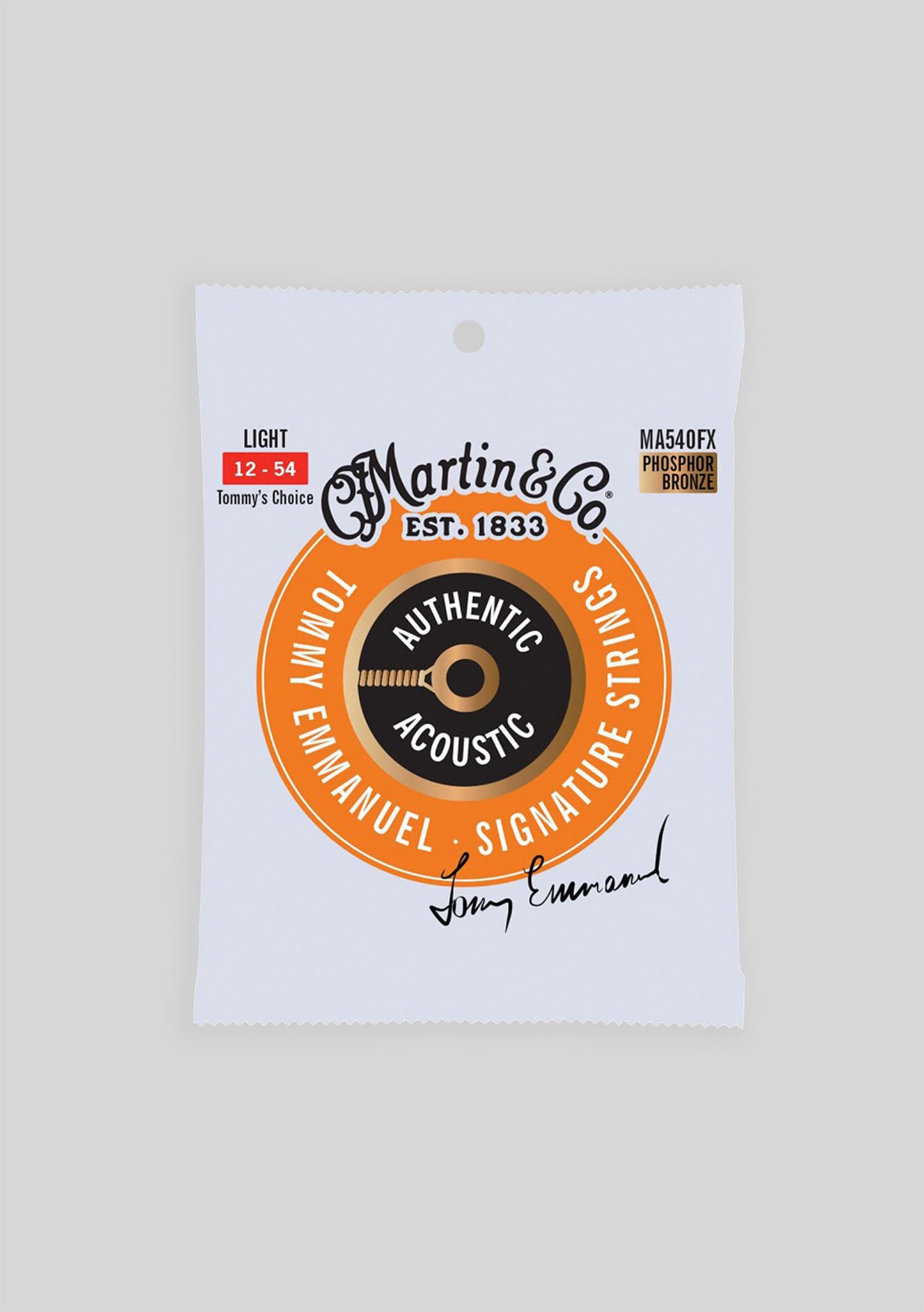 Cuerda guitarra acústica Martin MA540FX Authentic Flexible Core Light Phosphor Bronze 12-54