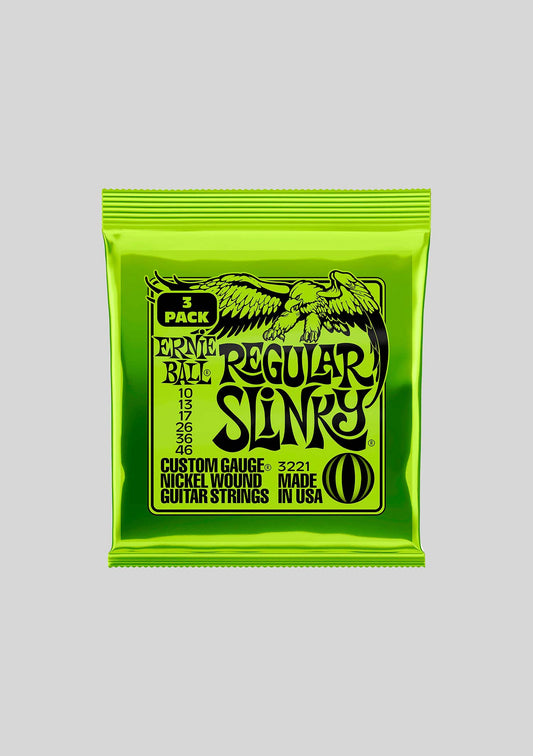 Pack de 3 set cuerdas guitarra eléctrica Ernie Ball Regular Slinky Nickel Wound 10-46  P03221