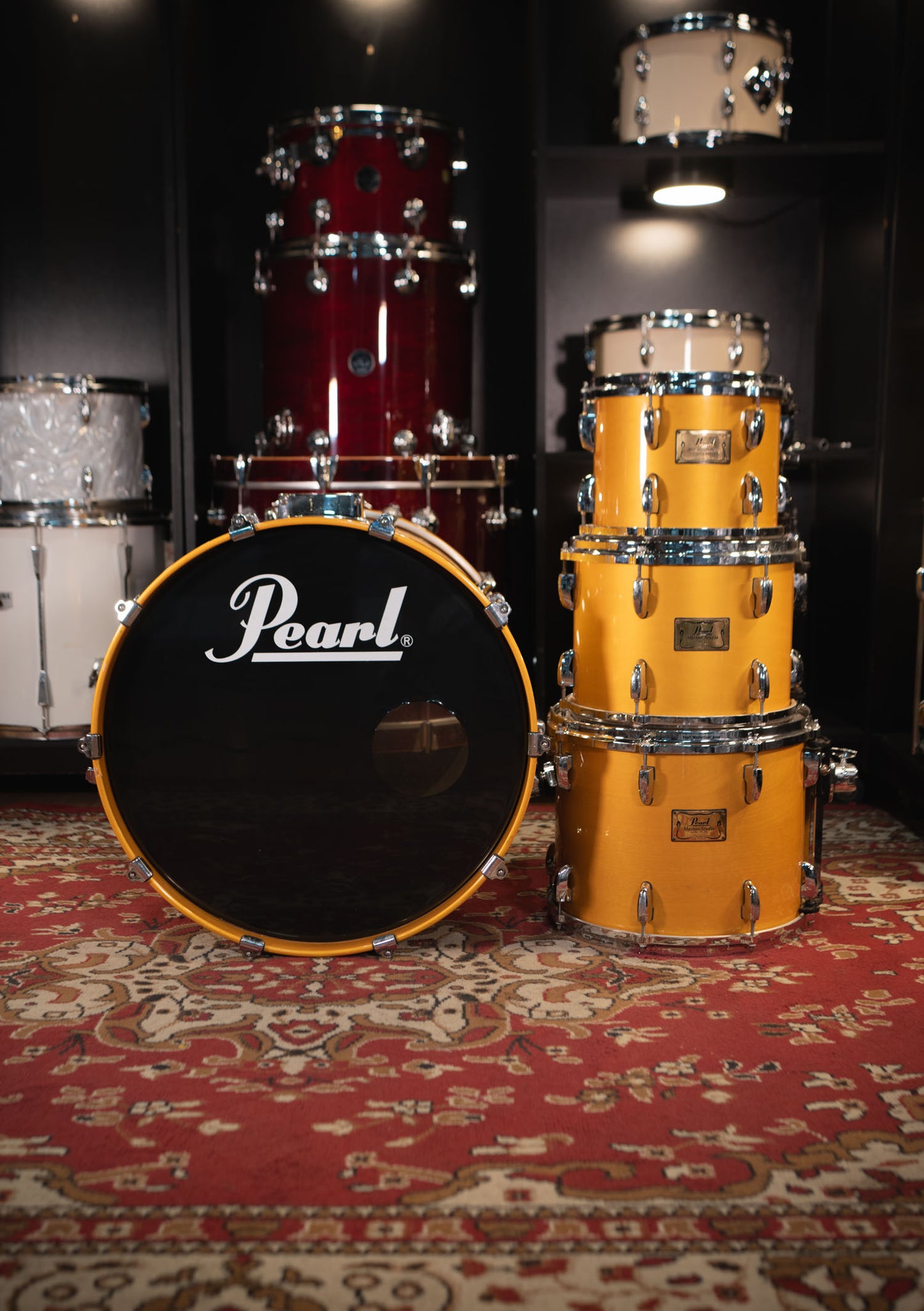 Pearl Master Studio Birch Shell 10 x 12 x 14 x 22 Antique Gold usada - Batería acústica