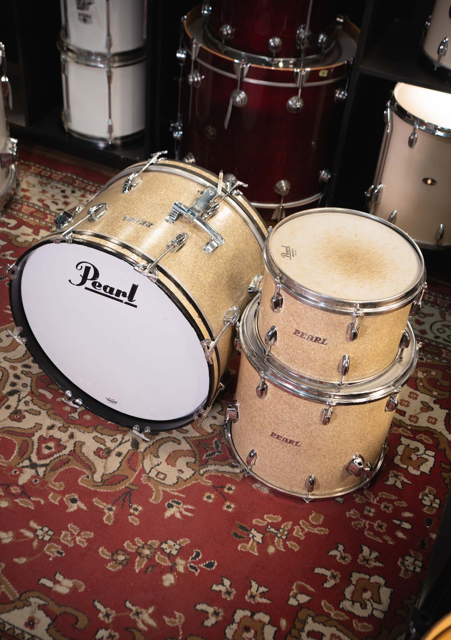 Pearl Super deluxe 13 x 16 x 22 x 14 Sparkle usada años early 60s - Batería acústica
