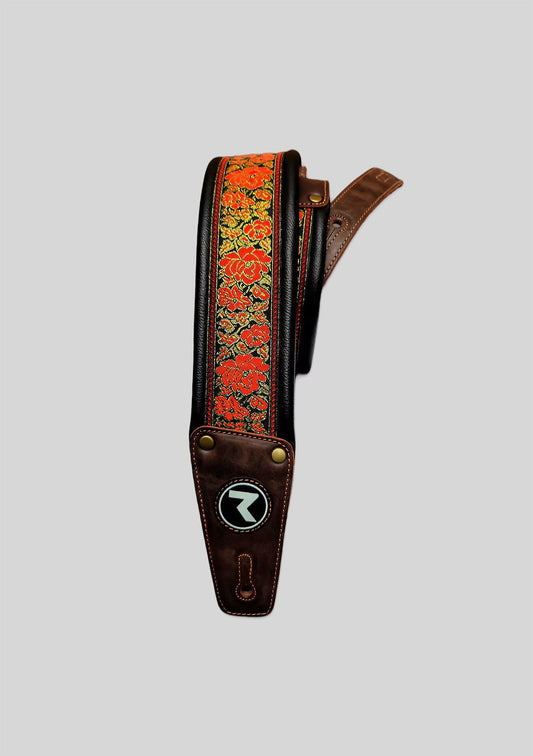 Correa guitarra o bajo RAVEN Voodoo 3 Red Rose / Black - Raven Straps