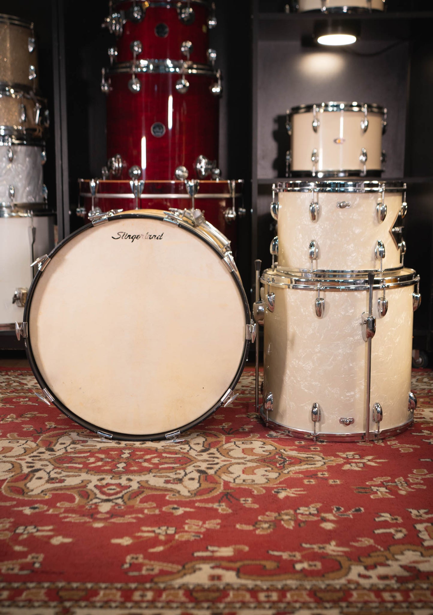 Slingerland 13 x 16 x 22 x 14 White Marine Peal usada años 60s - Batería acústica