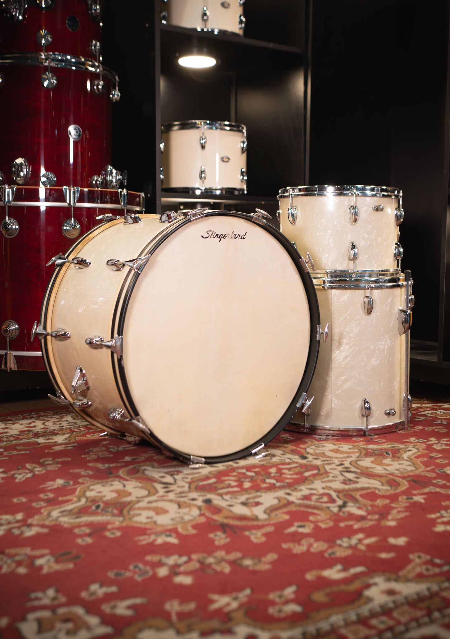 Slingerland 13 x 16 x 22 x 14 White Marine Peal usada años 60s - Batería acústica