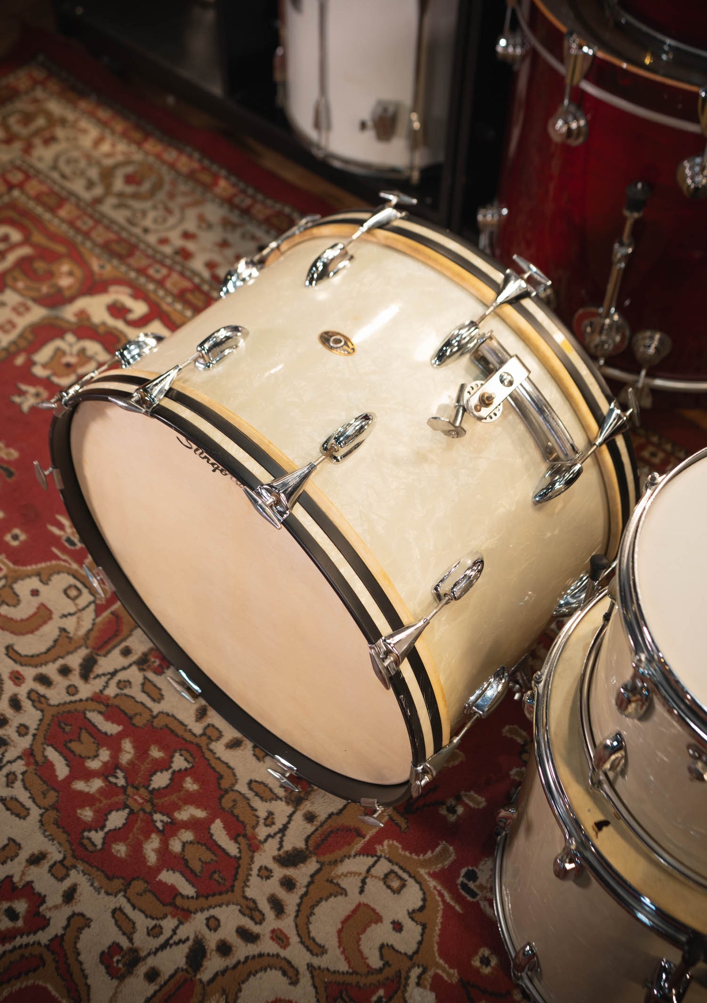 Slingerland 13 x 16 x 22 x 14 White Marine Peal usada años 60s - Batería acústica