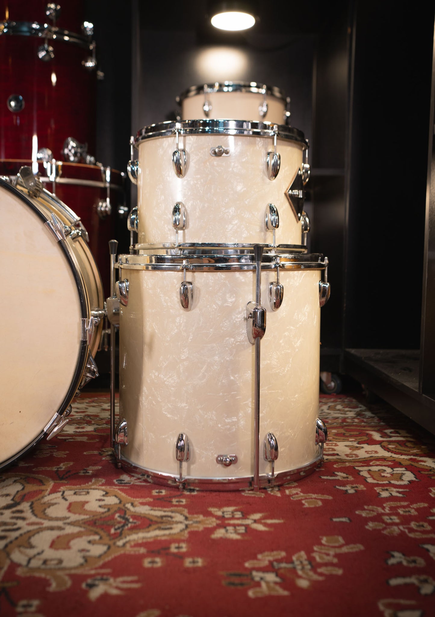 Slingerland 13 x 16 x 22 x 14 White Marine Peal usada años 60s - Batería acústica
