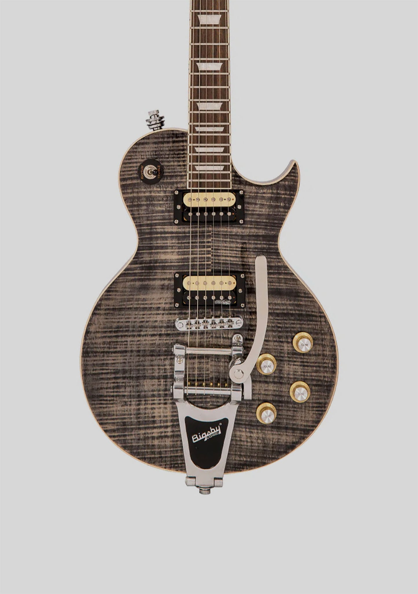 Vintage V100 Reissued Black Flamed con Bigsby - Guitarra eléctrica