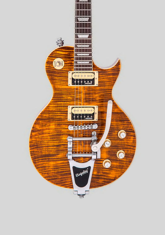 Vintage V100 Reissued Les Paul color amber con Bigsby - Guitarra eléctrica