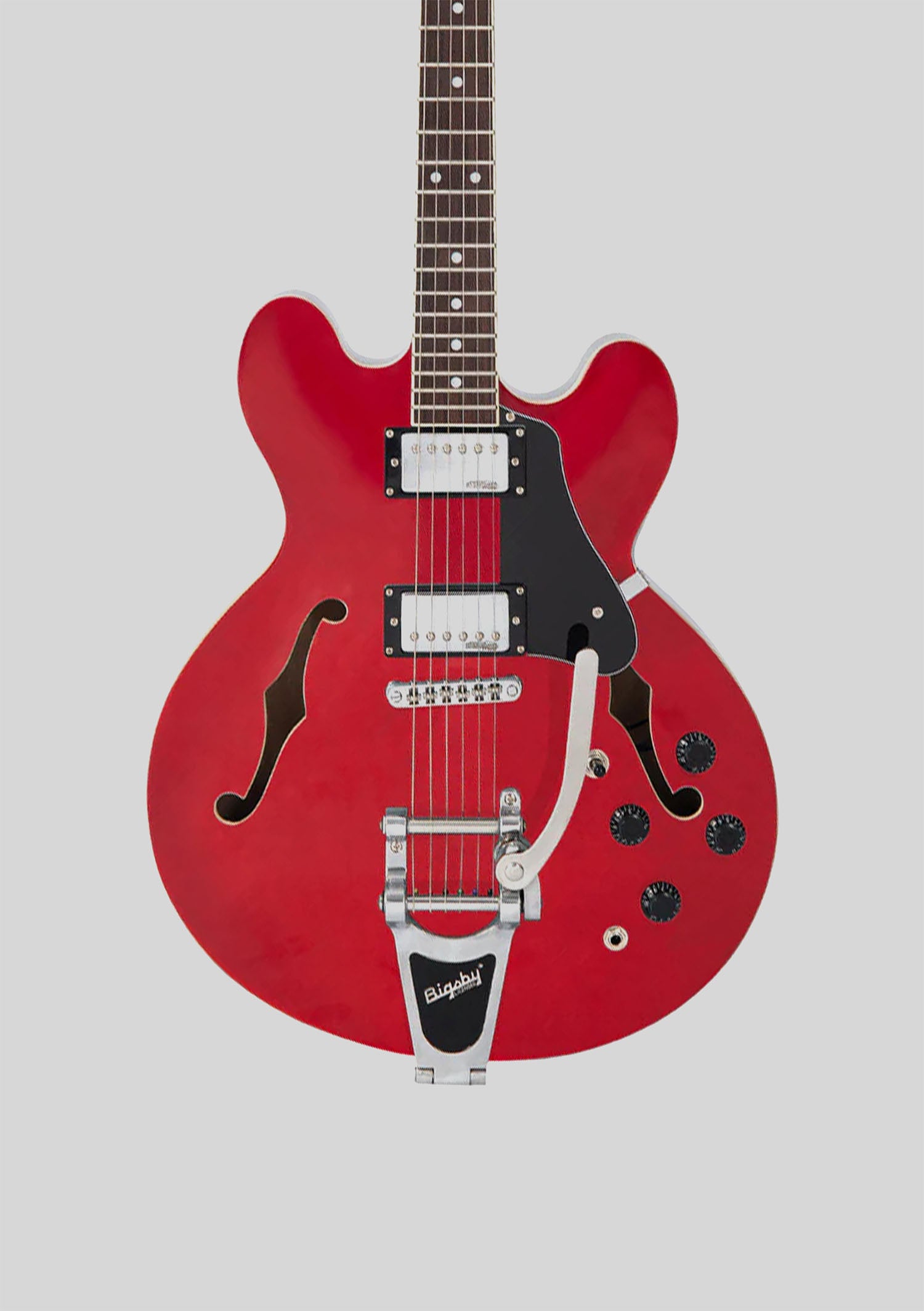 Vintage VSA500 Semi Hollow con Bigsby color cherry - Guitarra